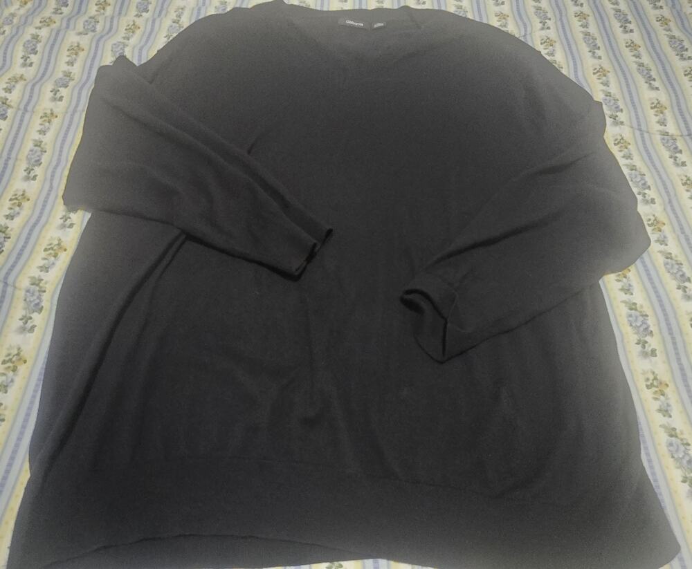 Claiborne Mens Cotton Cashmere V-NECK Sweater 4XL Pullover Black